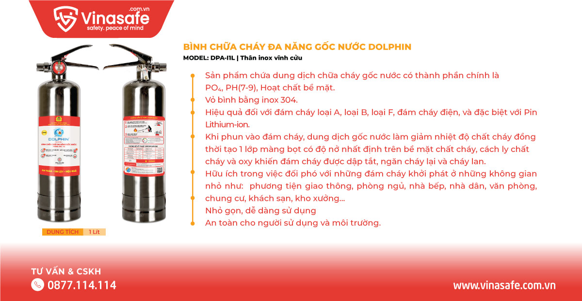 Ưu điểm Bình chữa cháy gốc nước Dolphin DPA-I1L (thân inox)