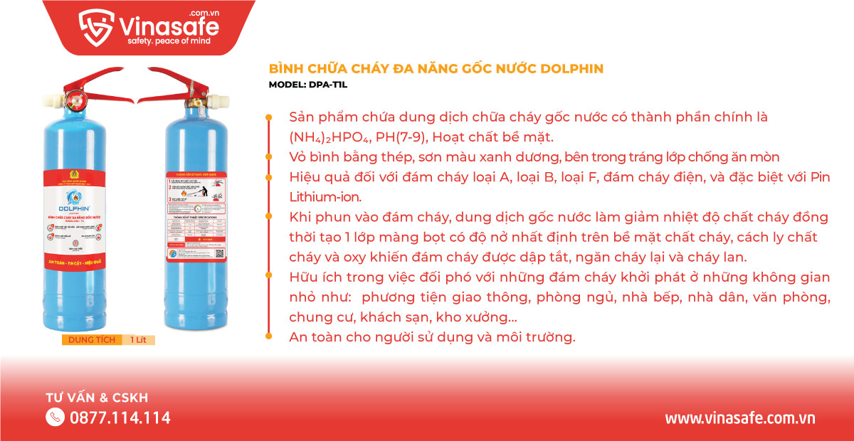 Ưu điểm Bình chữa cháy gốc nước Dolphin DPA-T1L