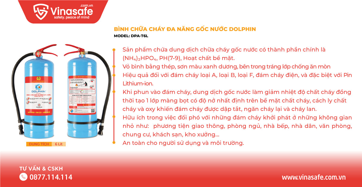 Ưu điểm Bình chữa cháy gốc nước Dolphin DPA-T6L