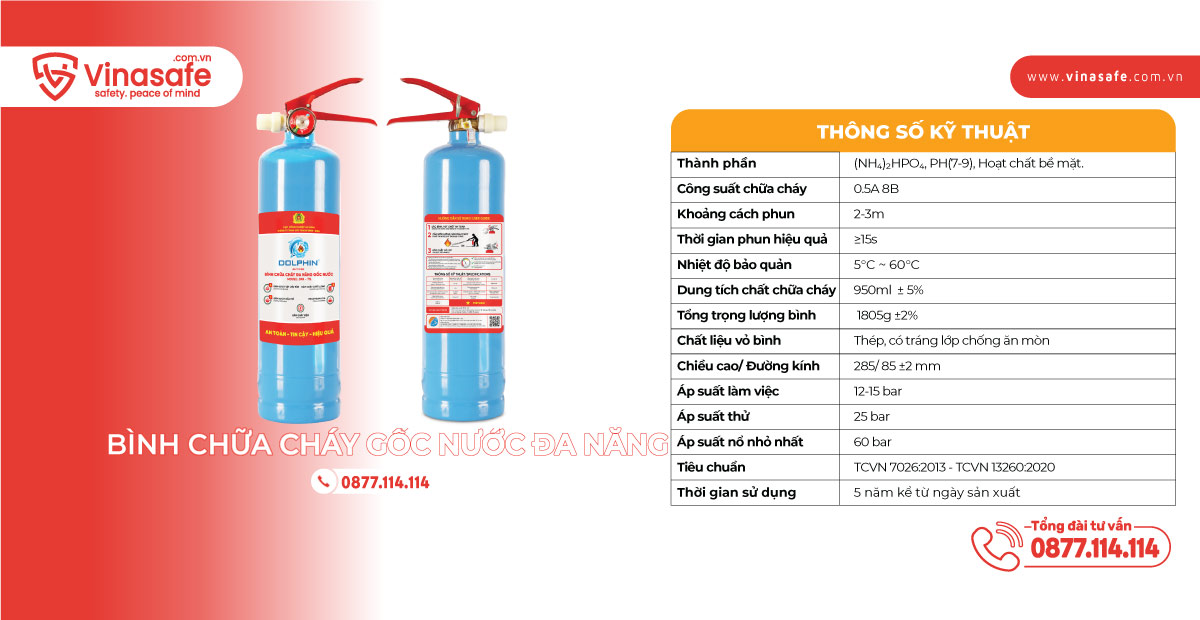 Thông số kỹ thuật bình chữa cháy gốc nước DPA-T1L