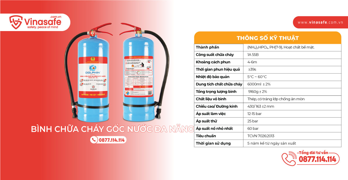 Thông số kỹ thuật bình chữa cháy gốc nước DPA-T6L