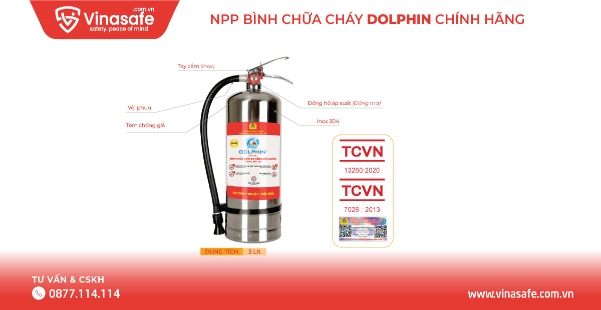 Cấu tạo bình chữa cháy gốc nước Dolphin DPA-I3L (inox)