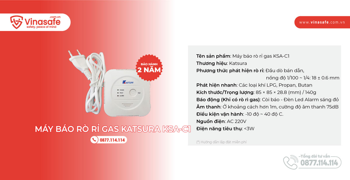 Máy báo rò rỉ gas Katsura KSA-C1 - Thông số kỹ thuật