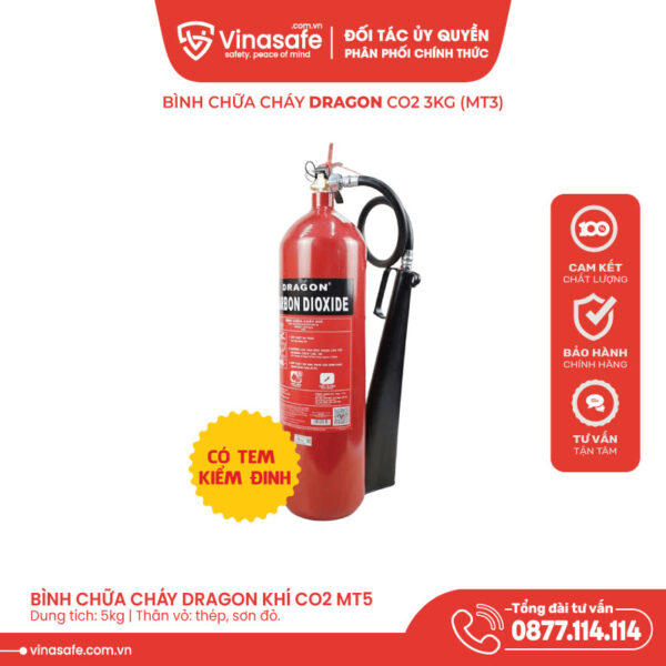 Bình chữa cháy CO2 5kg Dragon có Tem kiểm định