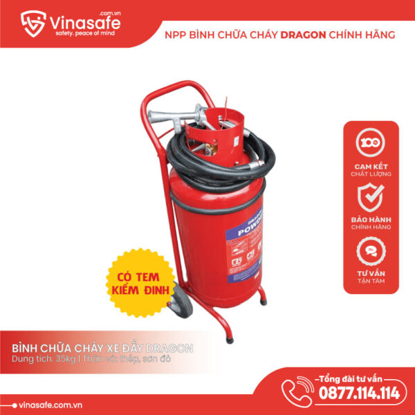Bình chữa cháy xe đẩy Dragon 35kg Bột ABC