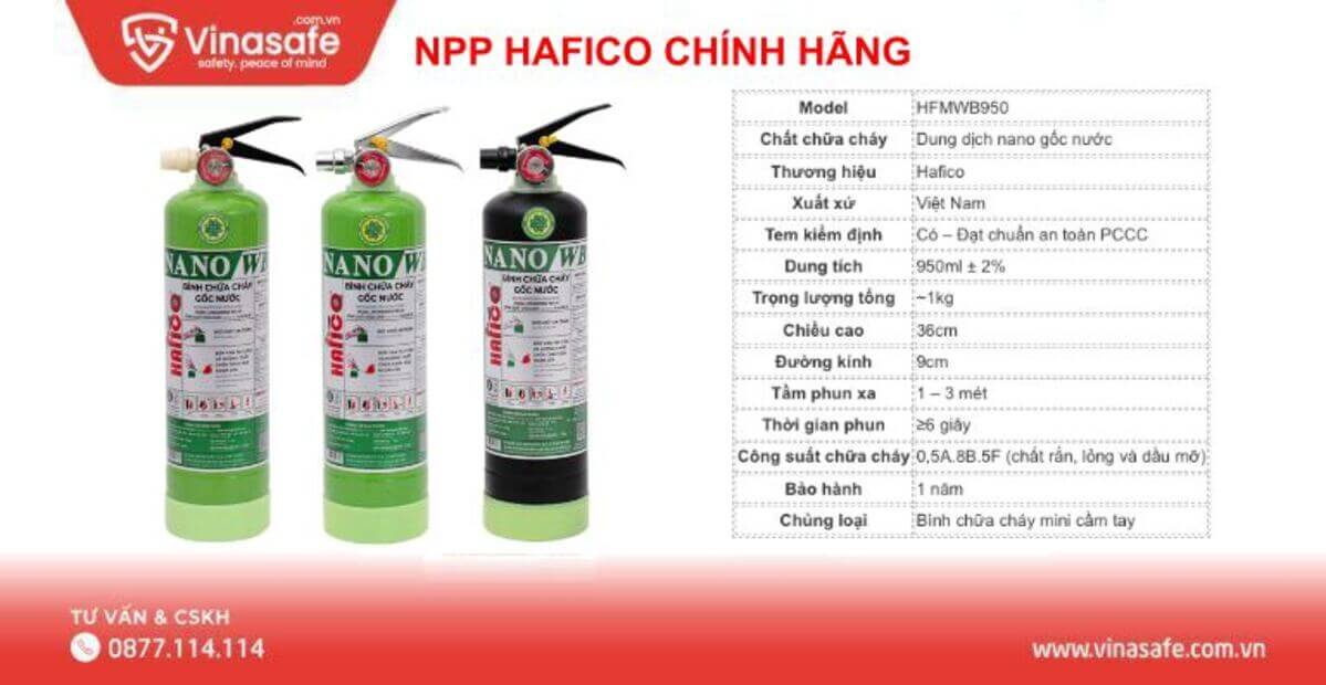 Bình chữa cháy gốc nước Hafico HFMWB950 950ml