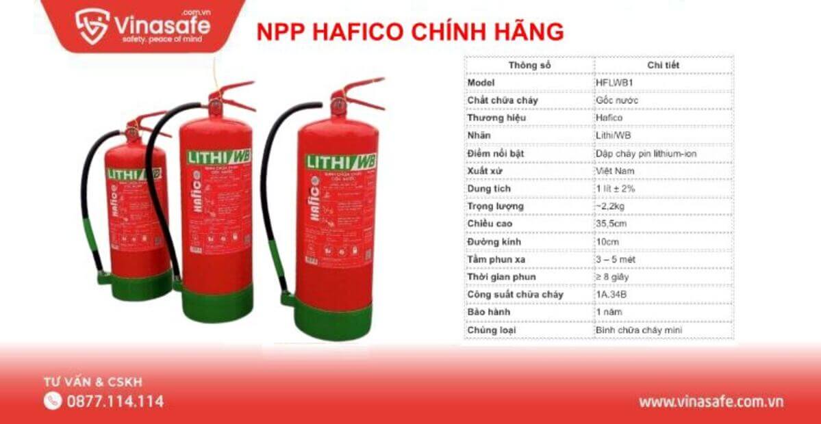 Bình chữa cháy pin Hafico Lithi/WB HFLWB1 1 lít