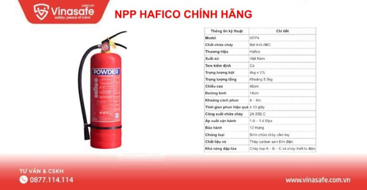 Bình chữa cháy bột ABC Hafico HFP4 4kg
