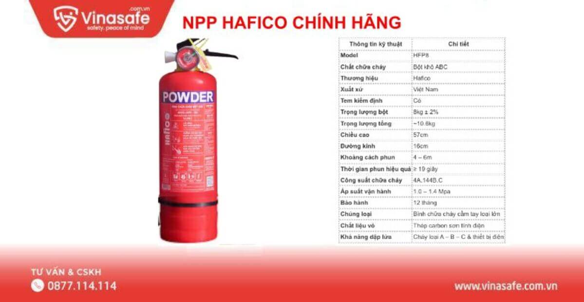 Bình chữa cháy bột ABC Hafico HFP8 8kg