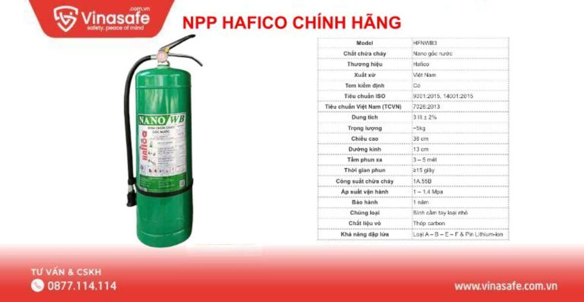 Bình chữa cháy nano Hafico HFNWB3 3 lít
