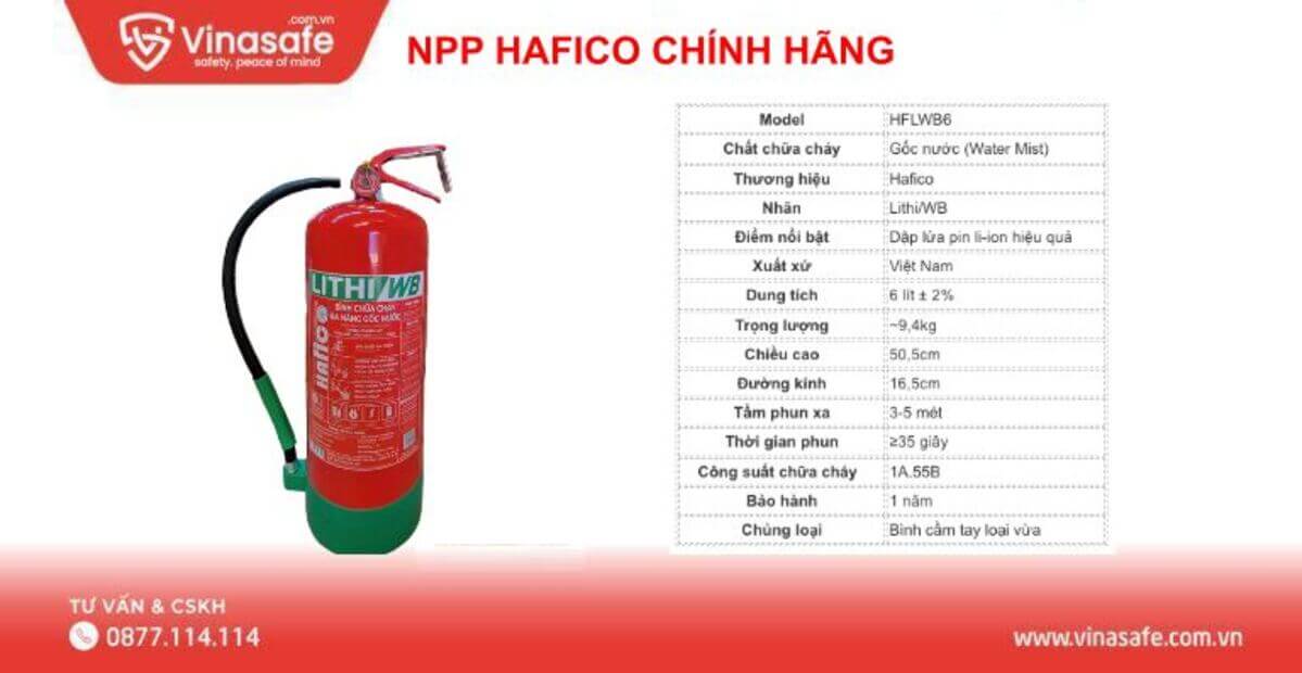 Bình chữa cháy pin Hafico Lithi/WB HFLWB6 6 lít