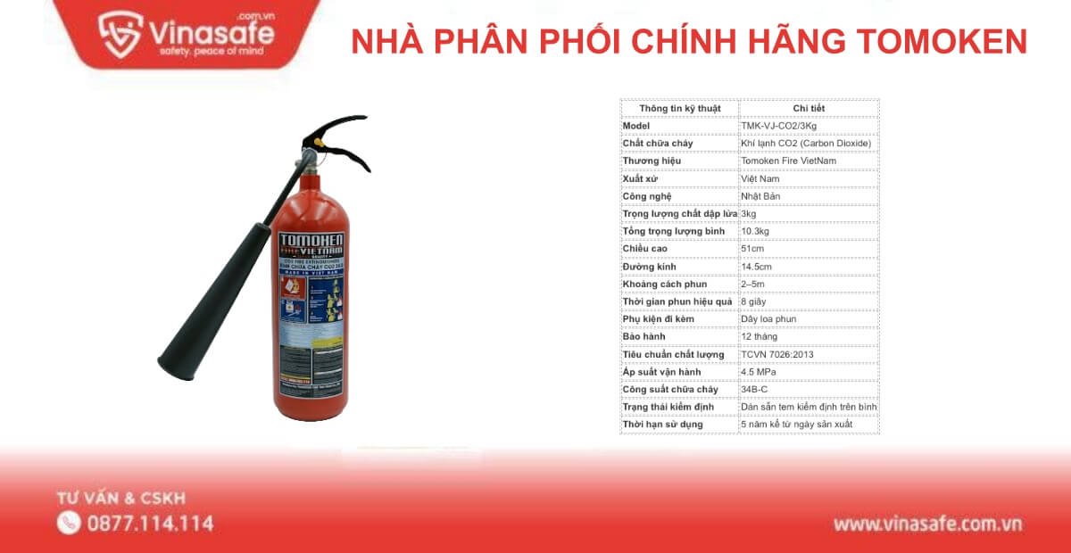 Bình cứu hoả Tomoken TMK-VJ-CO2/3Kg