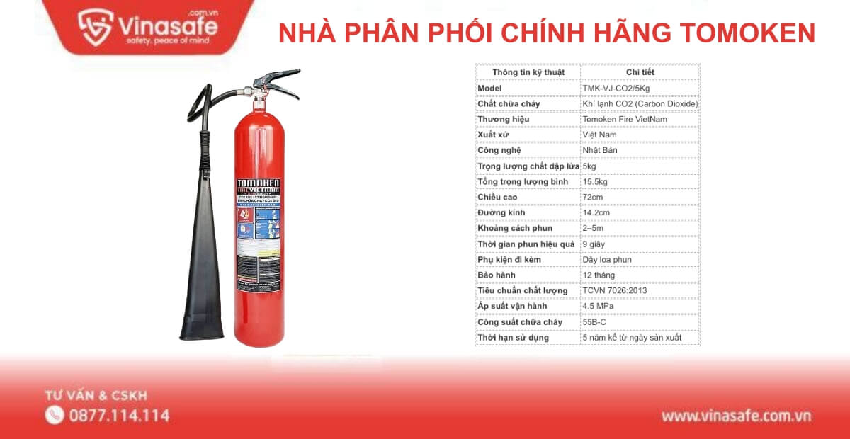 Bình cứu hoả Tomoken TMK-VJ-CO2/5Kg