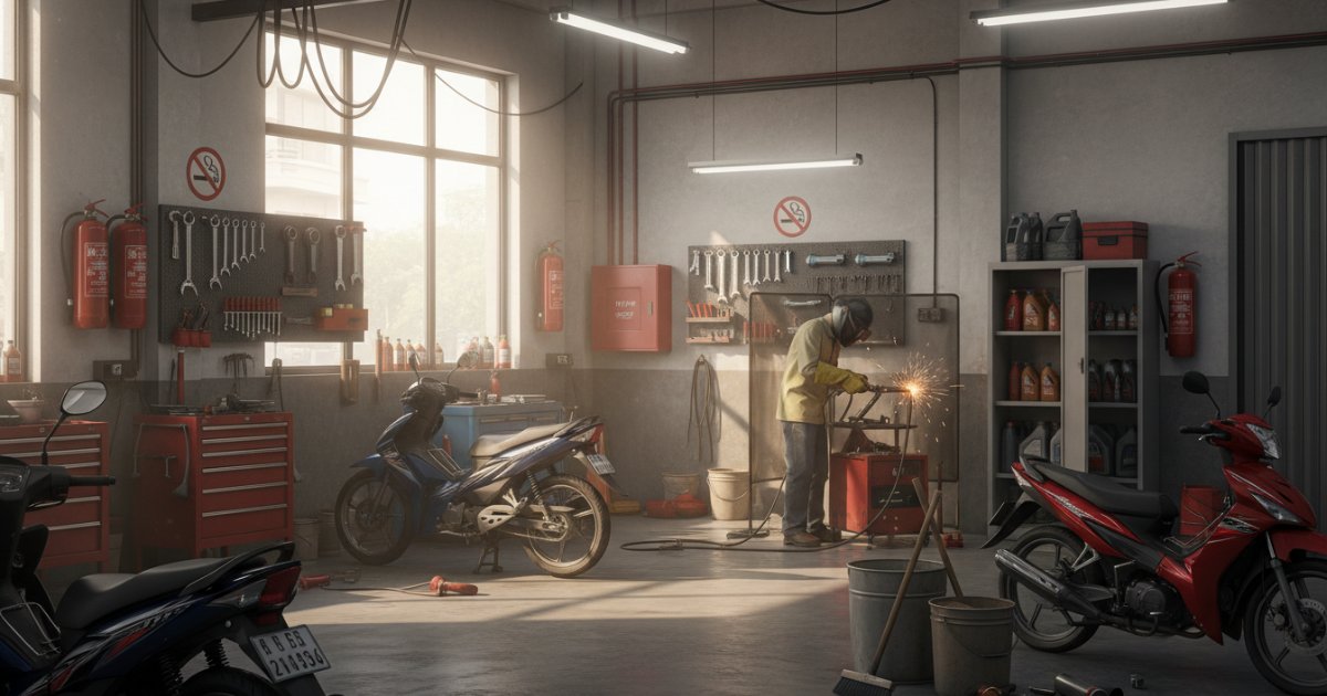 Biện pháp phòng ngừa cháy nổ tiệm sửa xe hiệu quả